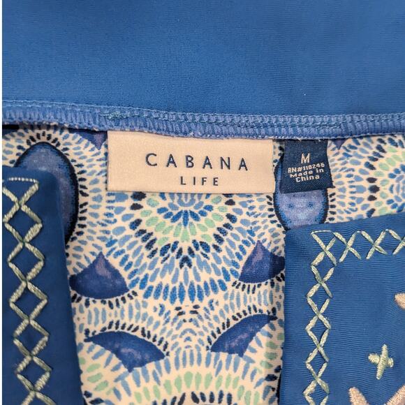 Cabana Life Blue Roadmap Embroidered Shift Coverup Medium - Picture 8 of 8